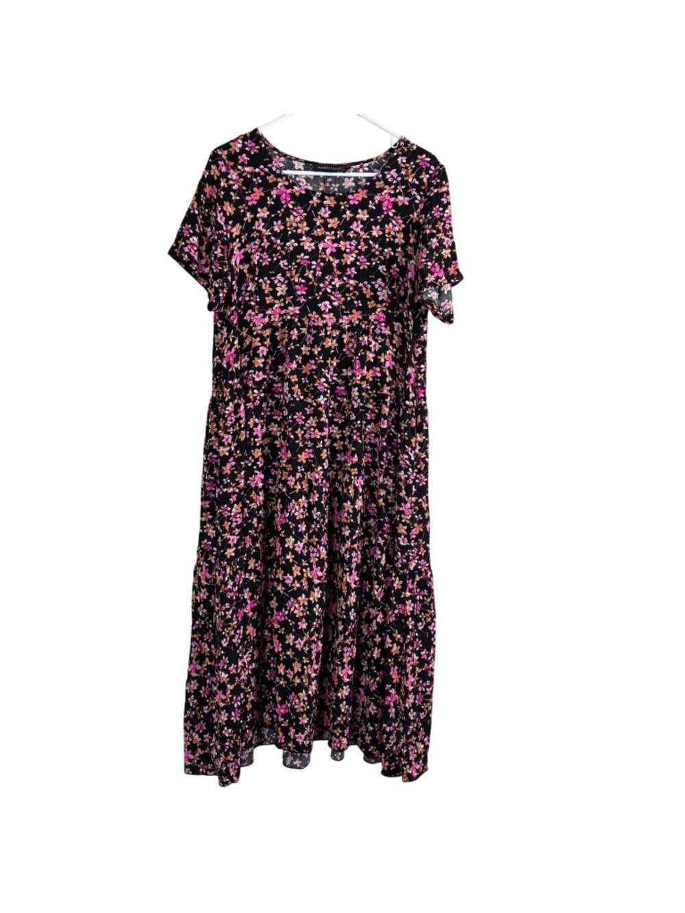 Nametshe Dark Floral Tiered Midi Dress Sz Large Dark Cottagecore